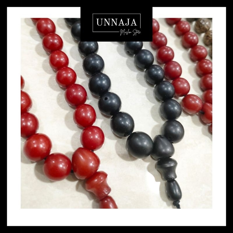 UMS - Tasbih Biji Bulat Besar 33 Butir - Tasbih Serat Warna Gelap