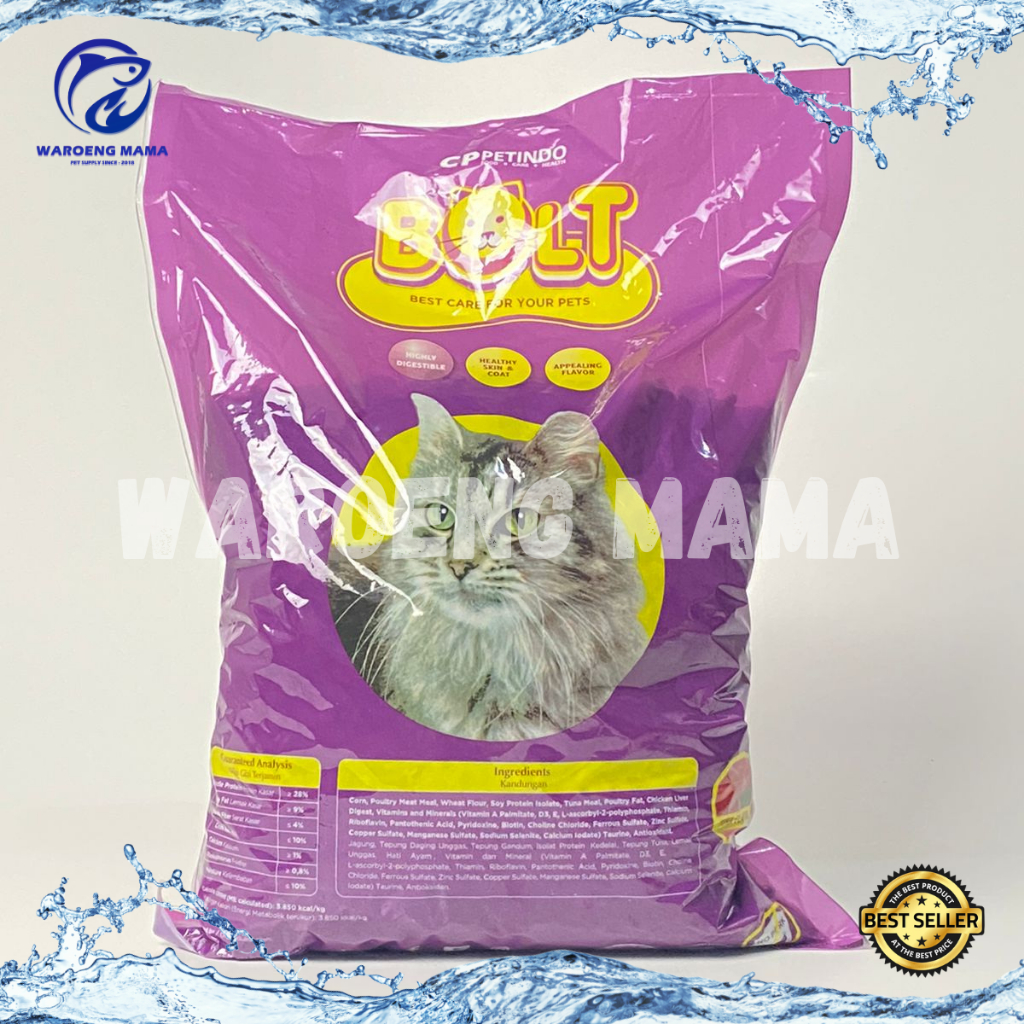 BOLT makanan kucing kemasan 1kg BOLT donat tuna ikan salmon