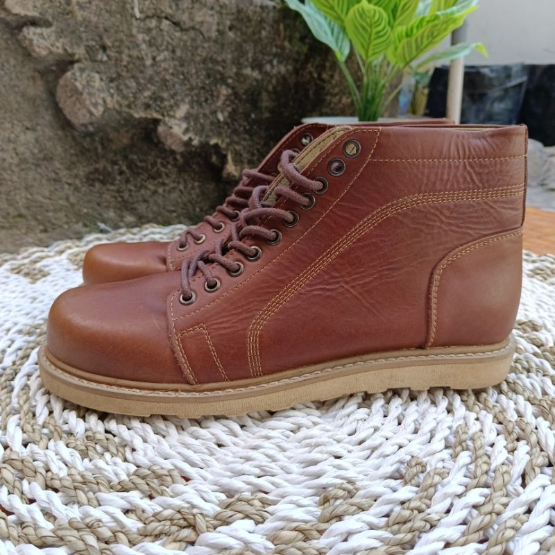 Sepatu boots pria premium kulit sepatu kulit magetan sale diskon promo sepatu Monkey Boots keren bag