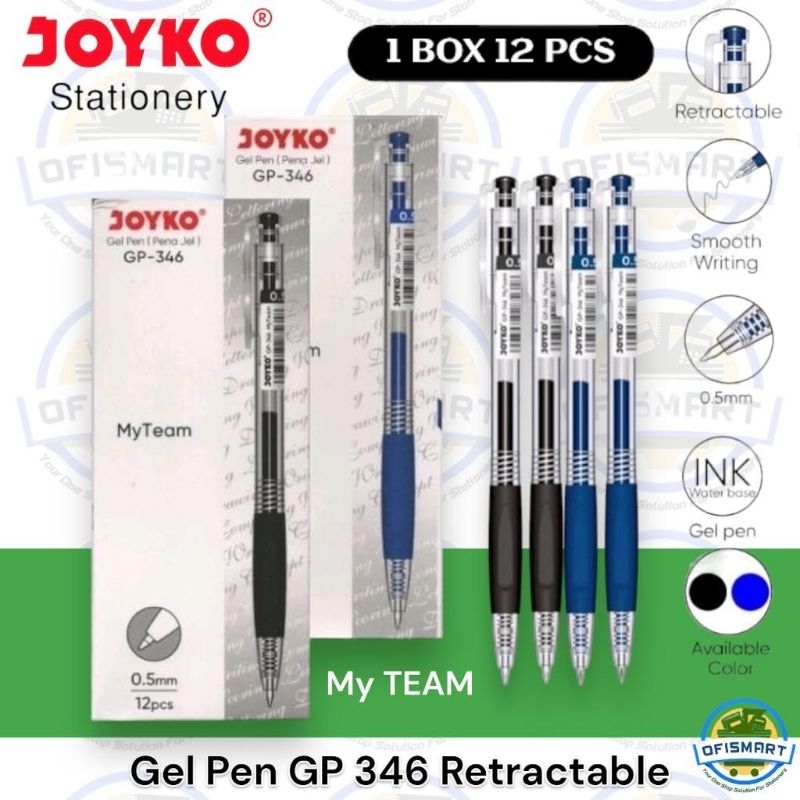 

Joyko Gel Pen Retractable GP 346 My Team 0.5mm | @1Ktk=12PCs