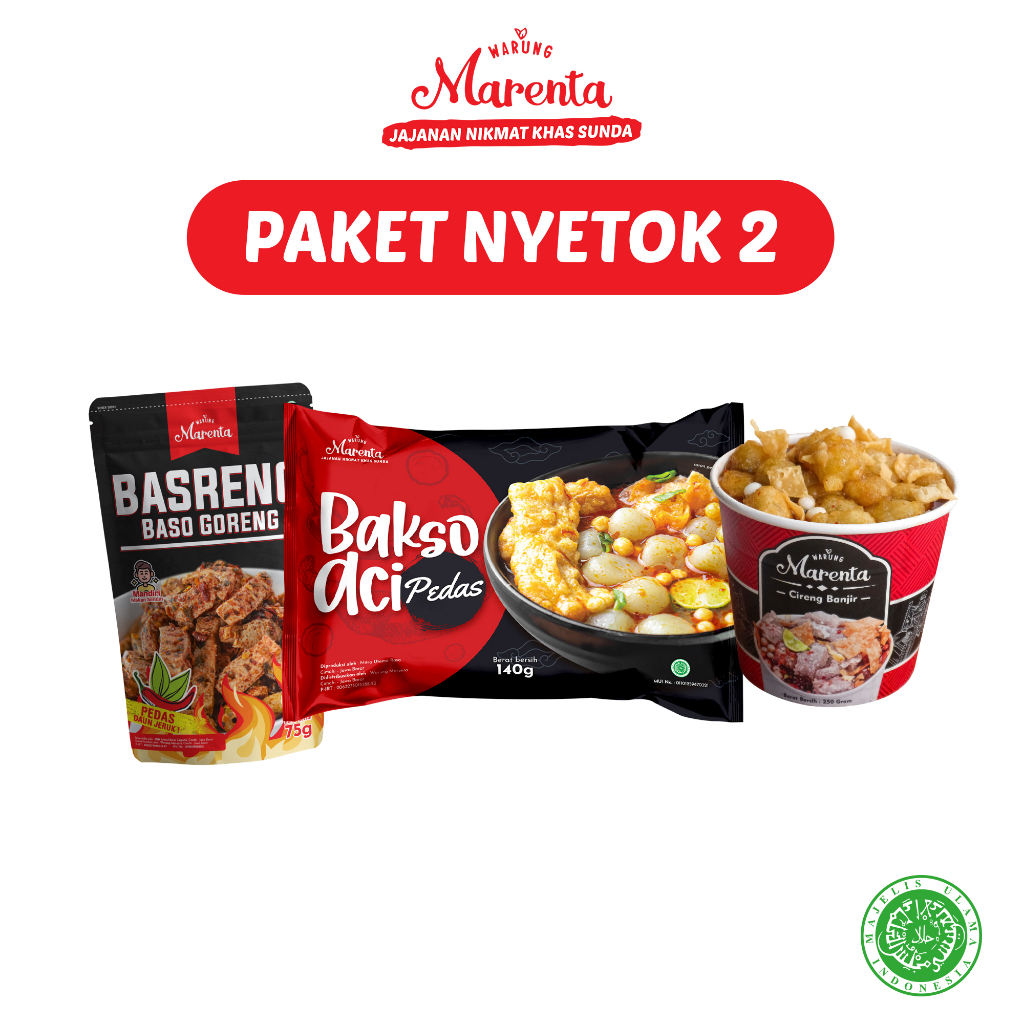 

[ PAKET NYETOK 2 ] Warung Marenta 1pcs Baso Aci Pedas + 1 BASRENG Original + Cireng Banjir Original