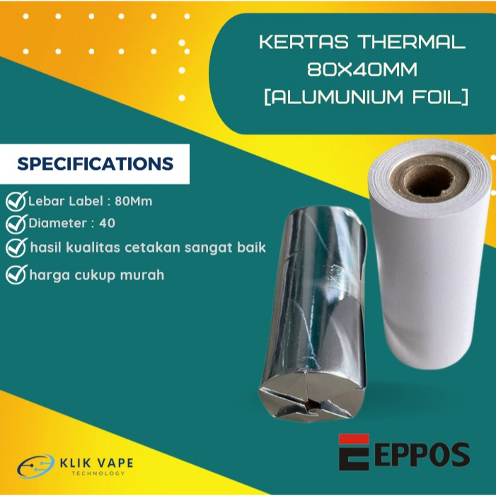 

TERMURAH Kertas Thermal 80x40mm [Alumunium Foil]