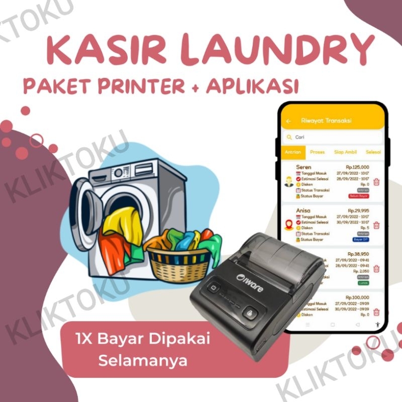 PAKET PRINTER 58MM + APLIKASI LAUNDRY (LIFETIME)/KASIR LAUNDRY