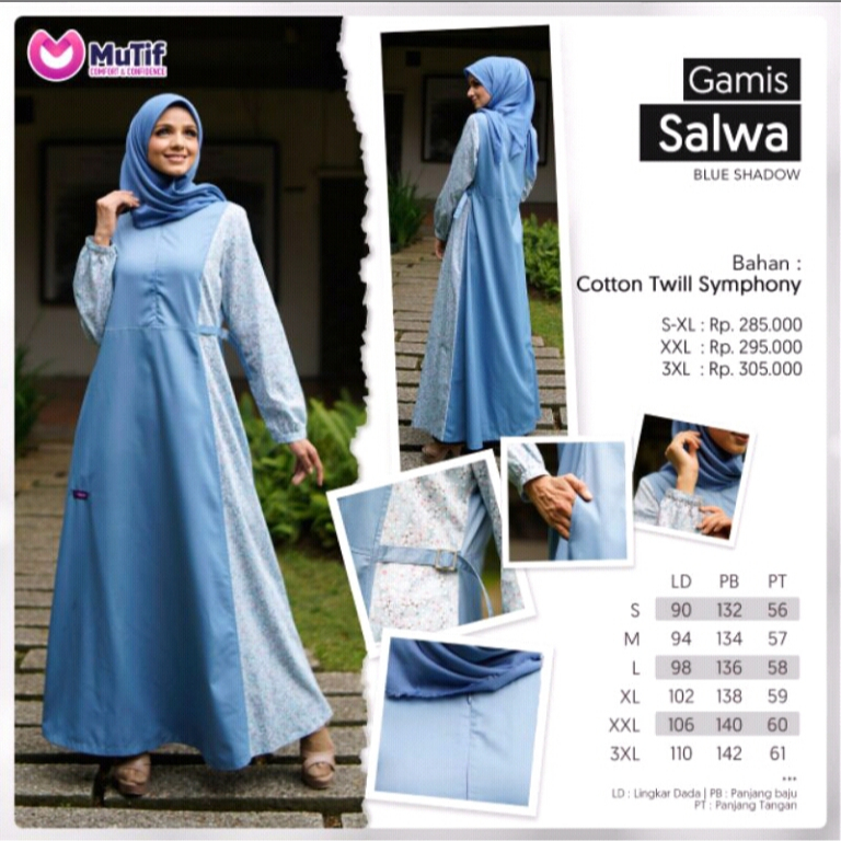 MUTIF SALWA BLUE GAMIS WANITA DEWASA