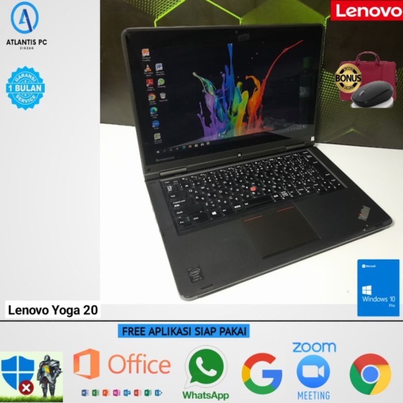 Laptop Lenovo Yoga 20 Core i3 Gen 4 Ram 4GB SSD 128GB Windows 10 SIAP PAKAI 