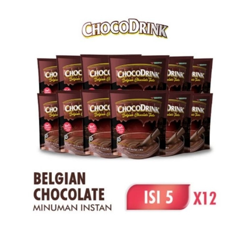 

Chocodrink Belgian Chocolate Taste Minuman Cokelat 28g Isi 5 Sachet x 12 Pc