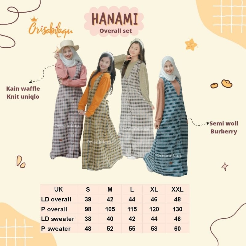 Hanami overall set 8-18 tahun by Orisabilaqu Sabiila nabLfashion