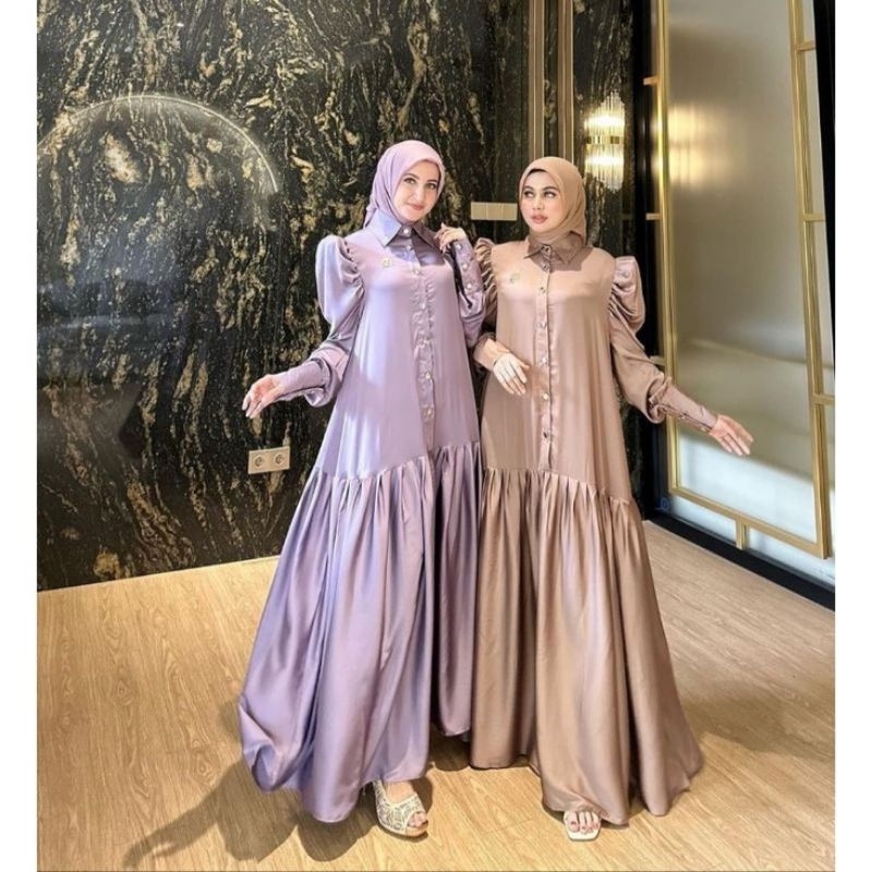 GAMIS SHELLA SAUKIA RUFFLE/GAMIS LEBARAN/GAMIS MEWAH/GAMIS KONDANGAN/GAMIS LEBARAN/ dress kondangan/