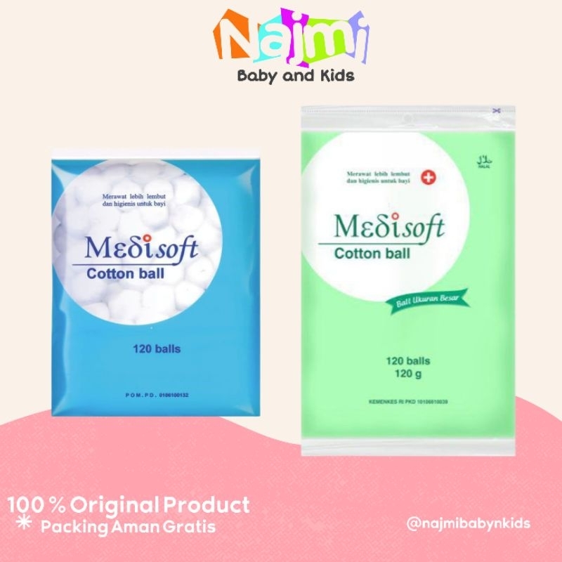 Medisoft Cotton Ball 120 pcs 75 gram Hijau 120 gr / Kapas Bulat 75gr