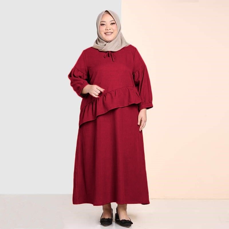 GAMIS MUSLIMAH POLOS RUMBAI BIG SIZE JUMBO XL XXL LENGAN PANJANG WARNA MAROON NAVY HIJAU MINT MUDA