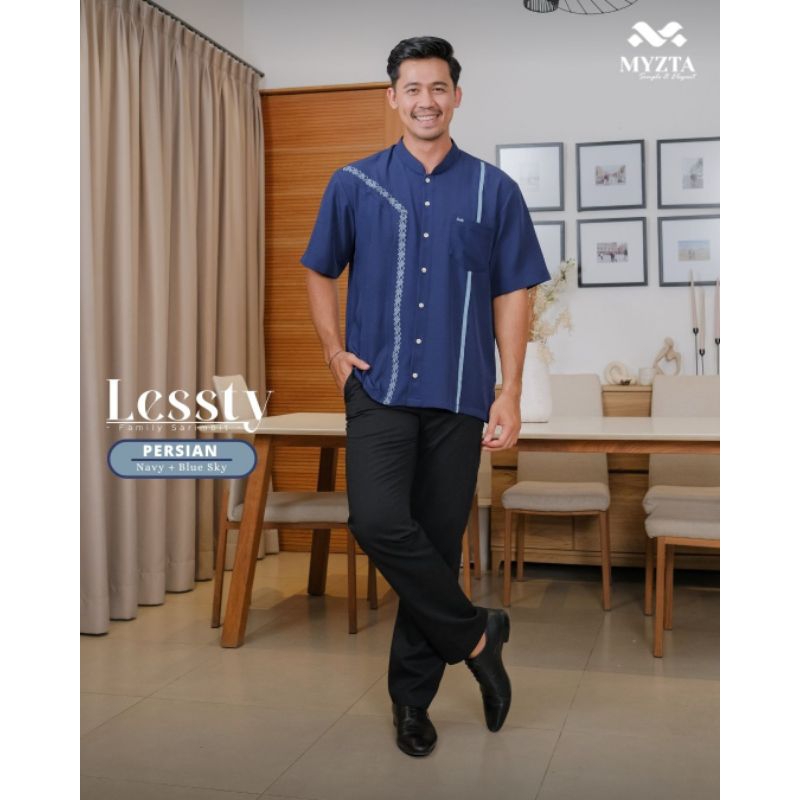 KOKO PRIA LENGAN PENDEK LESSTY FAMSET PERSIAN ORIGINAL MYZTA INAYA EXCLUSIVE KEMEJA ATASAN BAHAN MOS