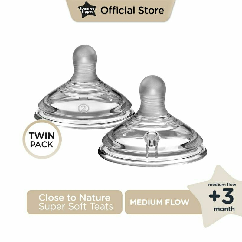 Tommee Tippee - Close to Nature Soft Teat (Medium/Fast Flow)/Nipple Botol 3-6m+