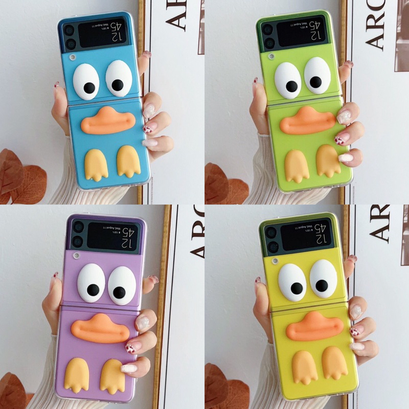 Cute Duck Case for Samsung Z Flip 4 3 2 Fold3 Fold4 Flip4 Flip3 (Neon / Yellow / Blue / Purple)