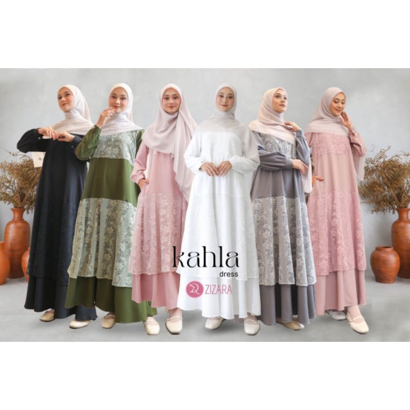 Kahla Dress - Zizara - Gamis Reggiany Polos dan Brukat