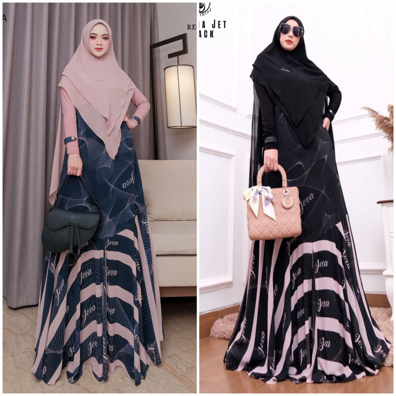 REGINA series BY JOZA ARINA GAMIS DRESS BUSUI SYARI CANTIK MEWAH ELEGAN CREAM HITAM