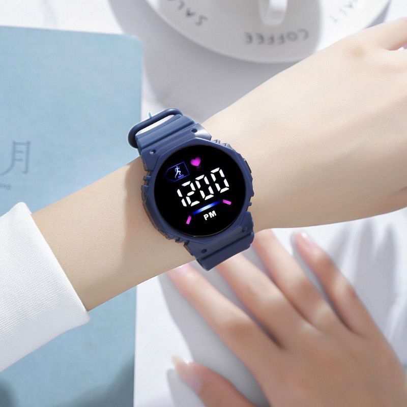 (Grosir Cod)Jam Tangan Wanita Led PM Unisex Digital Strap Karet/Rubber(Dikirim Jakarta)