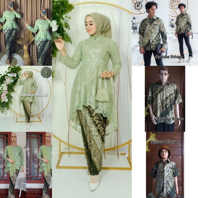 New couple kebaya  warna sage Green / kebaya tunangan warna sage / kebaya lamaran / kebaya wisuda / 