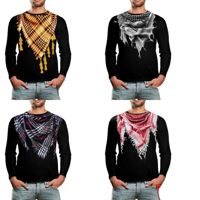 Kaos lengan panjang muslim motif sorban merah