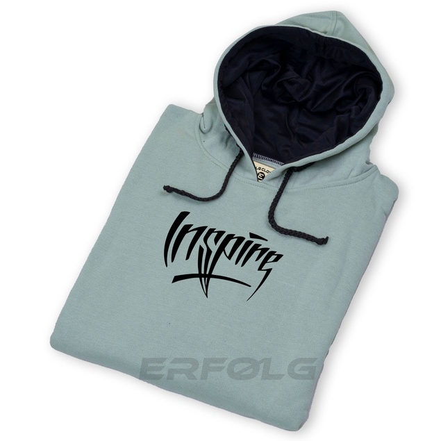 Erfolg Offiziell Sweater Hoodie Pria Wanita Unisex Hitam Basic Screen Printing Insping Motif Timbul Warna Abu Paralon Bahan Katun Fleece Tebal Sweter Hodie Jumper Abu Denim Series M L XL XXL Branded