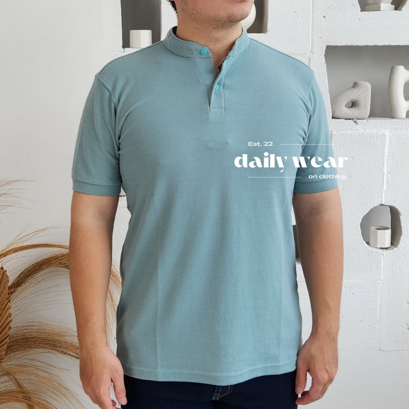 KAOS POLO SHIRT PRIA WARNA  MINT KERAH KOKO SHANGHAI STRUKTUR COLLAR LENGAN PENDEK ATASAN COWOK PREM