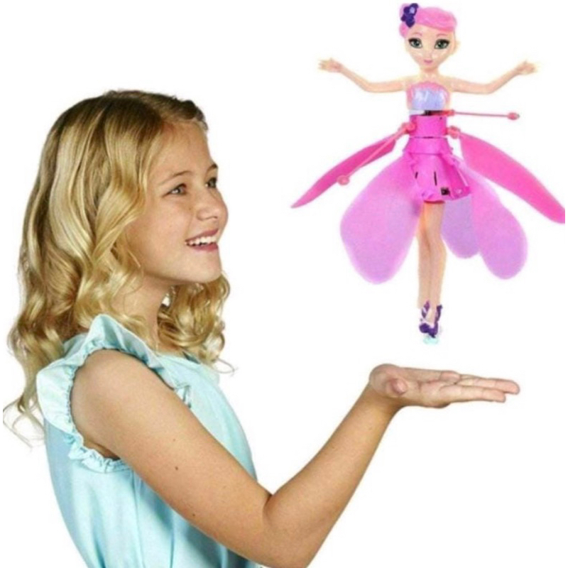 Mainan anak peri terbang / barbie terbang sensor tangan / boneka terbang