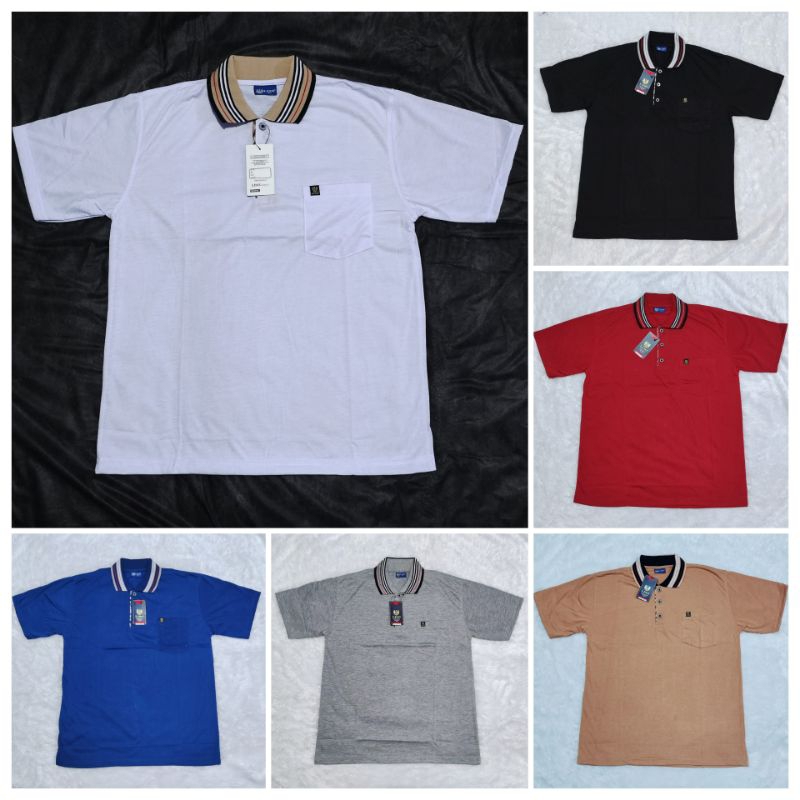 Kaos Kerah Pria Katun Polos Saku