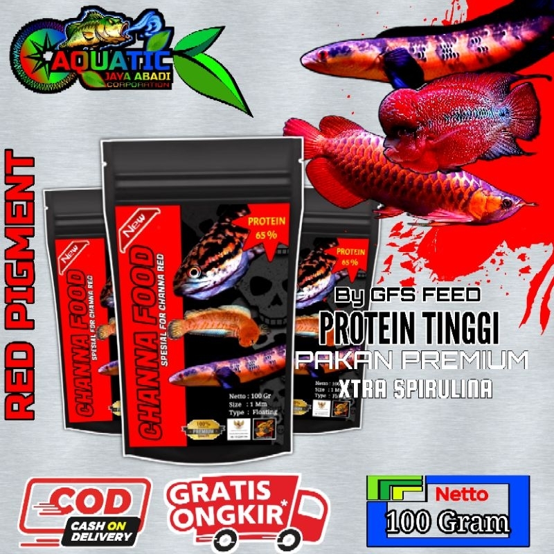 CHANNA FOOD RED/Makanan ikan channa 100 Gram
