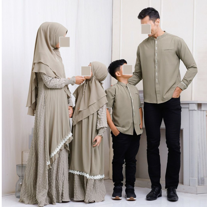 BAJU GAMIS COUPLE KELUARGA SAGE HIJAU GREEN FAMILY SET SYANUM DRESS UWAIS HIJAB CHERUTY CERUTY BABYD