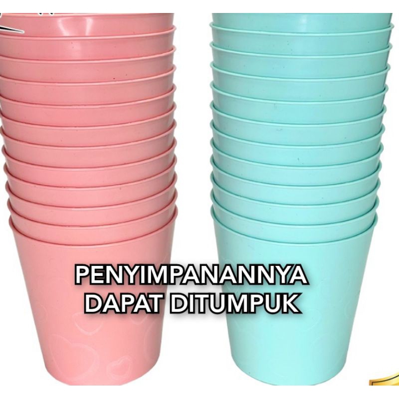 GELAS PLASTIK TEMPAT AIR MINUM KOPI TEH MANIS MOTIF LOVE DIAMETER 7,5 CM BPA FREE