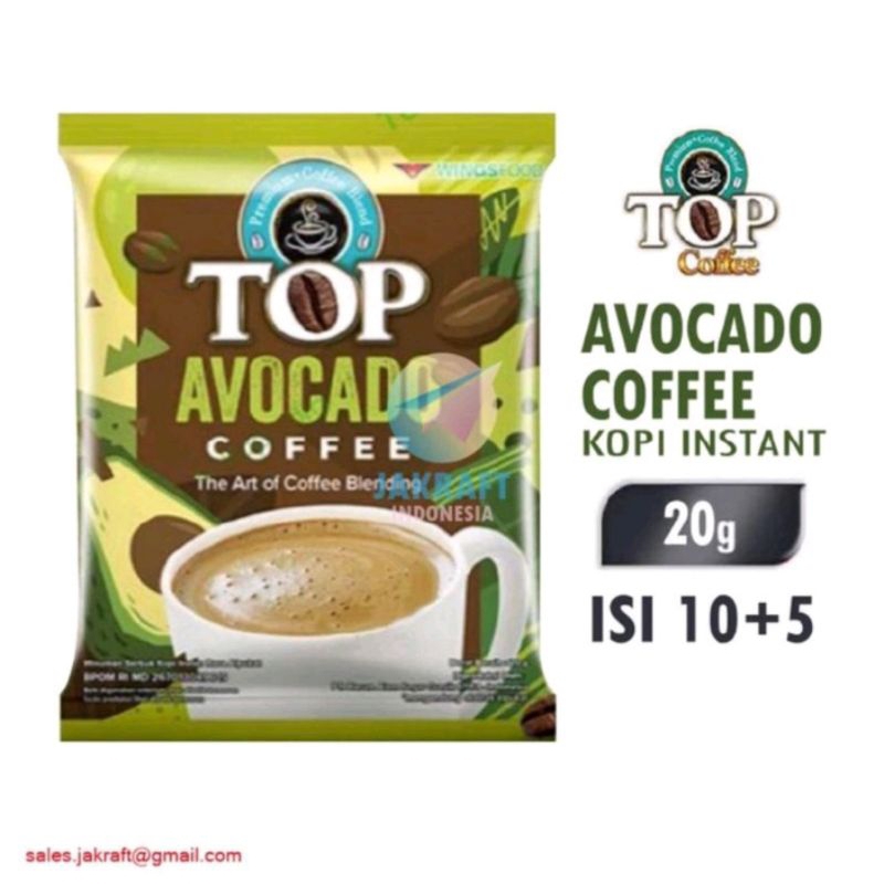 

1 rcg kopi top coffee gula aren - cappuccino - avocado isi 10+5 sachet