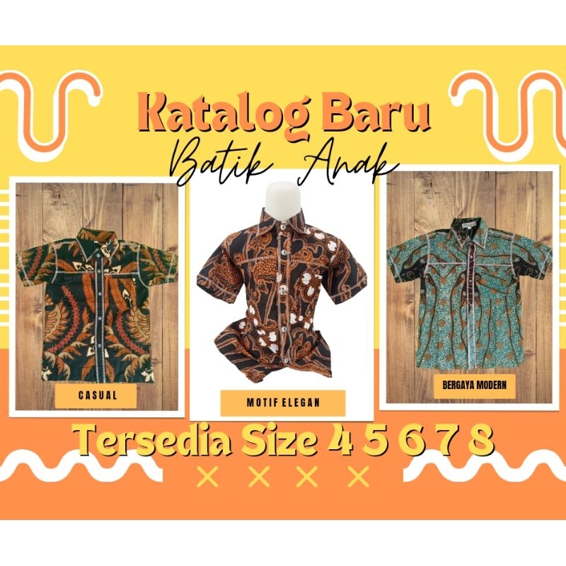 Batik Anak Laki Laki Lengan Pendek 3 - 8 Th Katun Primis Hem#Baju Batik Anak Cowok Modern#Batik Anak