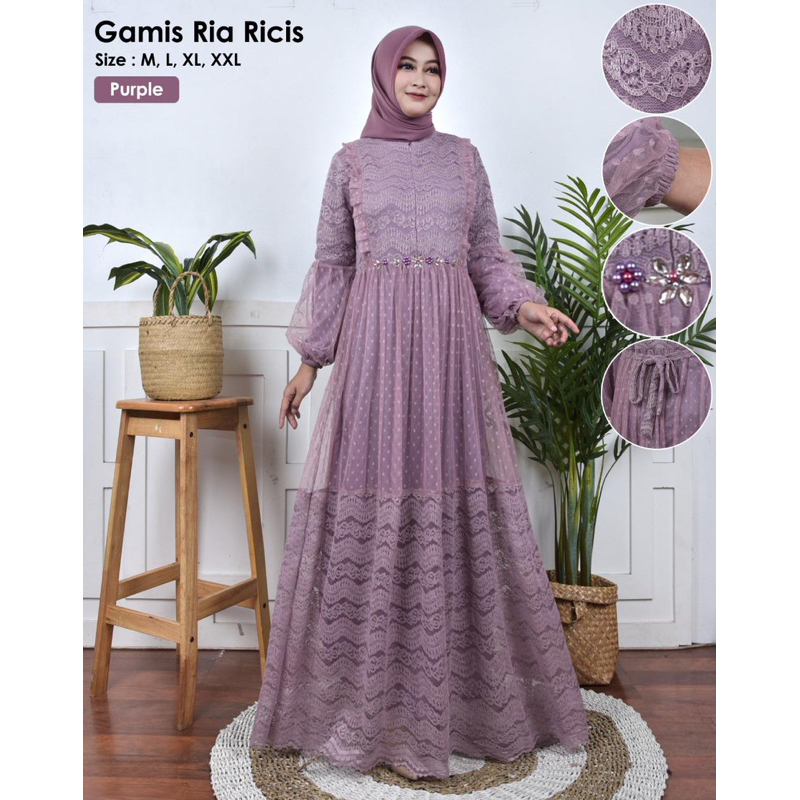 Gamis Ria Ricis / Gamis Brukat Modern / Gamis Kondangan / Kebaya Gamis Busui