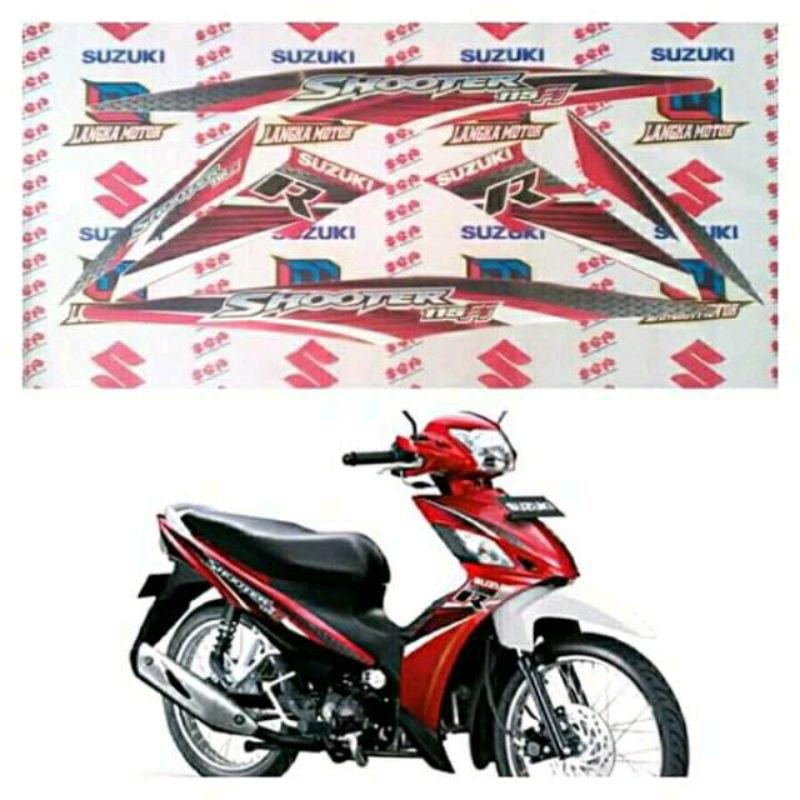 Striping stiker body suzuki SHOOTER R 115 FI MERAH ORIGINAL SGP