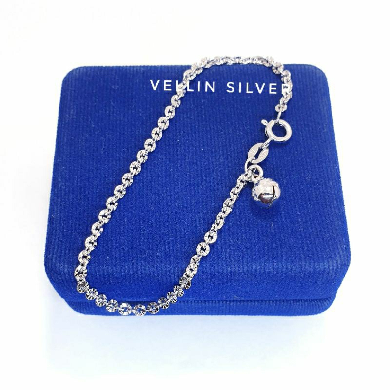 Gelang Tangan Perak 925 Lapis Emas Putih / Gelang Wanita Rantai Nori Ukir Silver 925