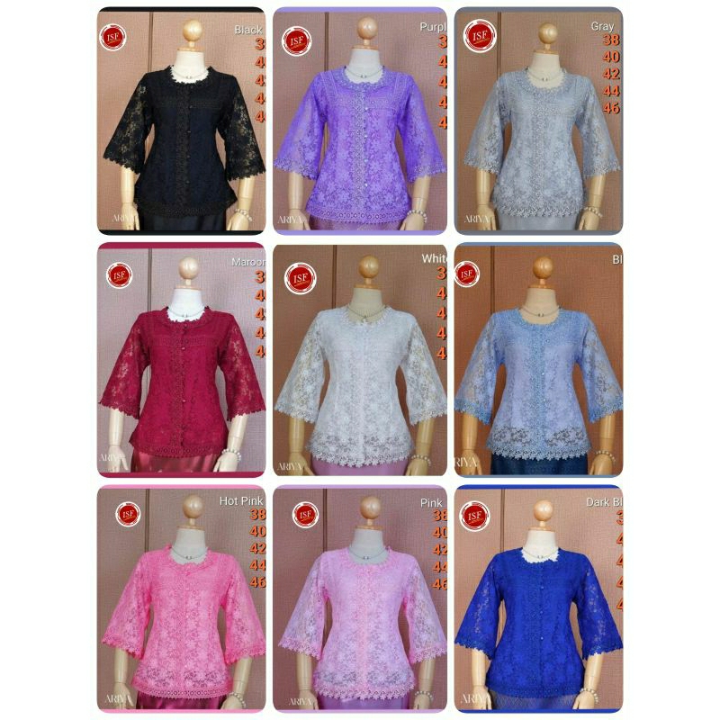 ARYA/VASUTORN Blouse bahan brokat Lengan Lurus
