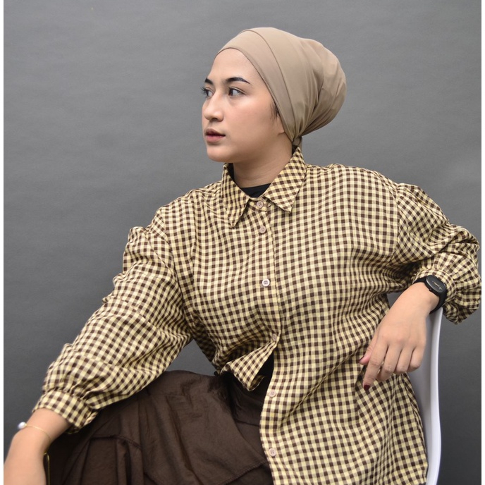 RAABIHA Hazel Shirt Tartan I Kemeja Kotak-Kotak I Blouse Kotak-Kotak I Kemeja Wanita Kekinian