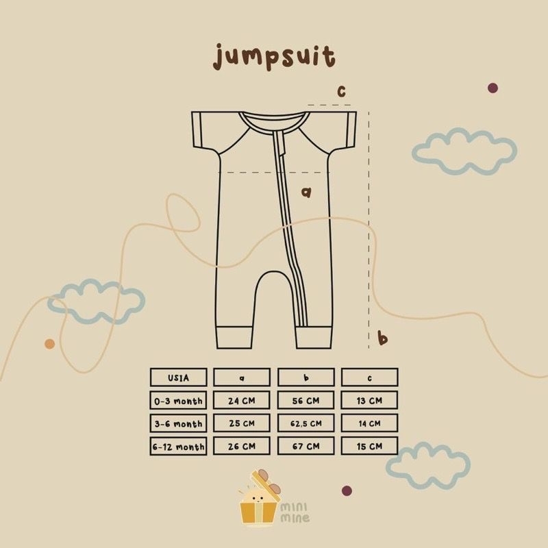 Minimine - Jumpsuit Zipper Print / sleepsuit bayi baru lahir newborn / piyama bayi / baju tidur anak / bodysuit / jumper romper motif lucu murah resleting