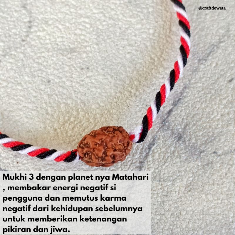 Gelang Tridatu Rudraksa Mukhi 3 / Gelang Tridatu Asli Bali / Gelang Genitri Mukhi 3 / Gelang Peleburan / Craftdewata
