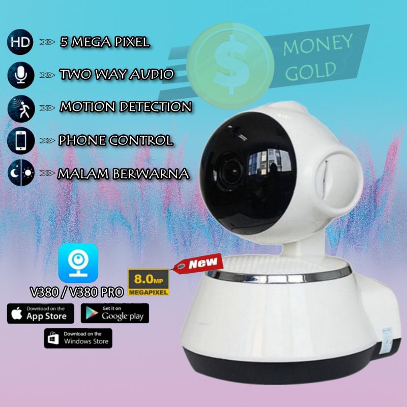 IP Camera 5Mp WIFI CCTV V380Pro Smart Wifi Kamera HD1080P Q6 Wireless IP Kamera APP Control-nya