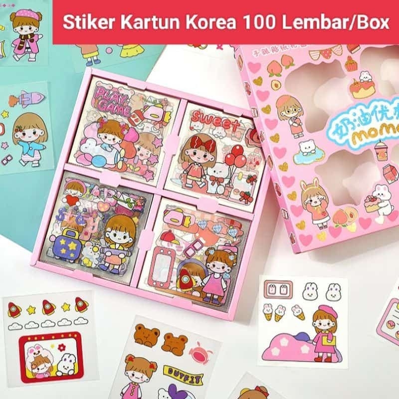 

Momo stiker Korea isi 100 Lembar stiker Deco Aesthetic/stiker DIY Tumbler/binder