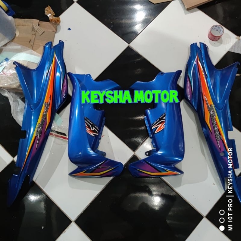 COVER BODY DAN SAYAP SMASH LAMA SMASH OLD 110 BIRU SET STRIPING 2003