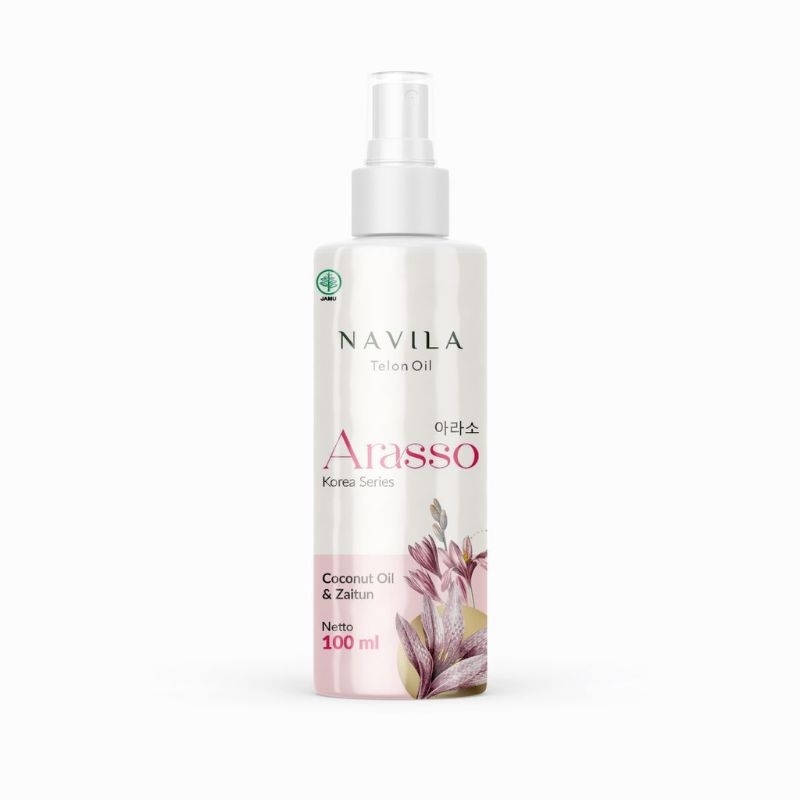 Navila Aromatic Telon Oil 100 ml Pump / Minyak Telon Oil Kasturi Green Tea Lavender Arasso