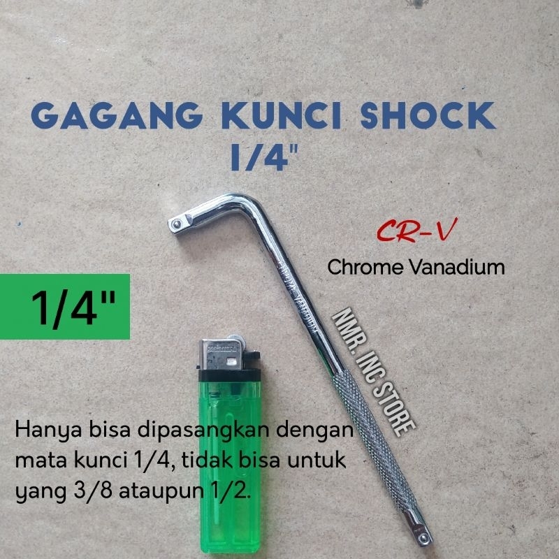Gagang Kunci Shock L 1/4, Chrome Vanadium CR-V, Mata Sok Sock Socket.