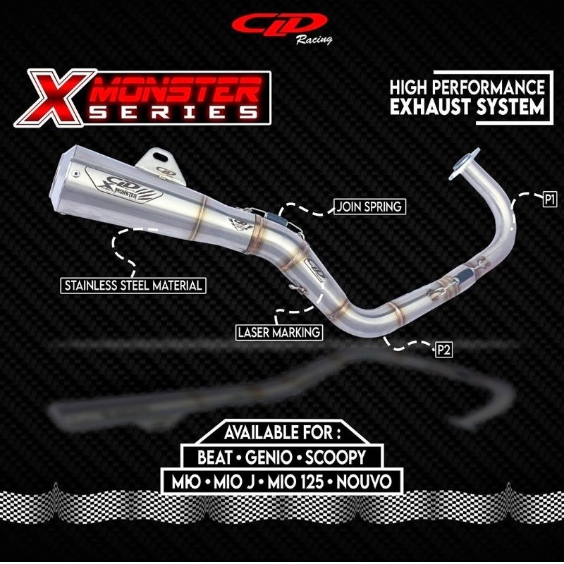 Knalpot CLD Racing type Monster X Series for Honda Genio Beat Deluxe Scoopy Prestige
