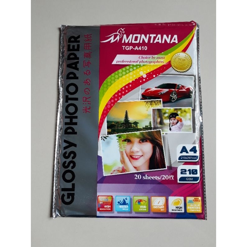 

Kertas Foto A4 Glossy Montana 210gsm dan 230gsm