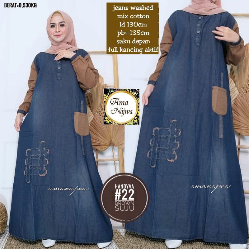 Gamis Jumbo Jeans New Handyva Suju Model Full Kancing Aktif