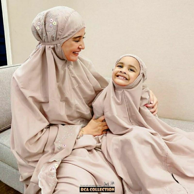 Mukena katun bordir rca collection warna hazelnut BARU