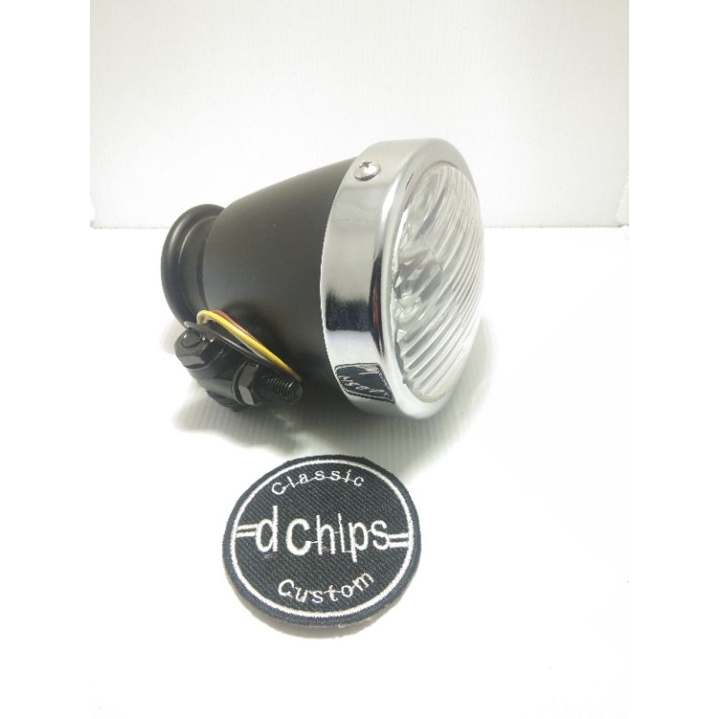 headlamp custom, lampu depan motor ronteng, roundtank universal