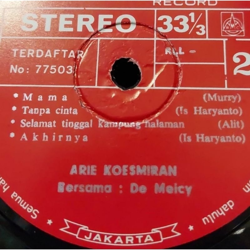 Vinyl Piringan Hitam 12 inch Arie Koesmiran - De Meicy