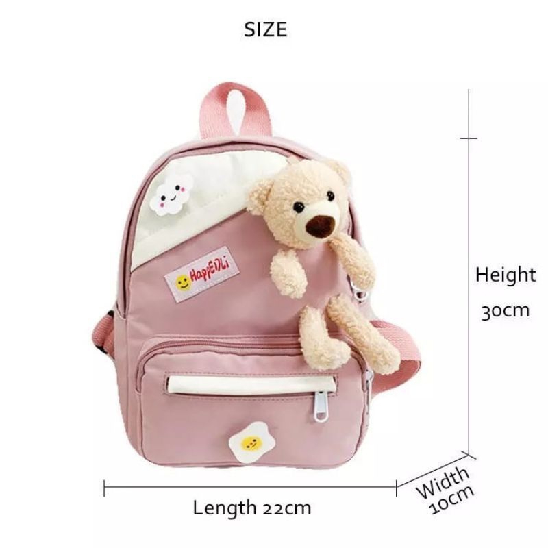 Tas Ransel Anak Boneka Moschi Mini Backpack PAUD/TK Bahan Kanvas Dinir